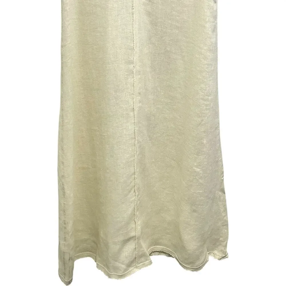 NWT ZARA 100% Linen Minimalist Sleeveless Shift Natural Vanilla  Midi Dress - Picture 6 of 14